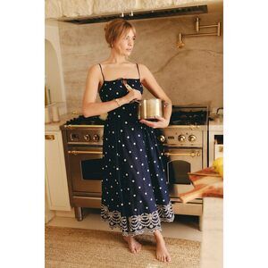 Lulus Kosi Navy Embroidered Backless Midi Dress Blue - Size S